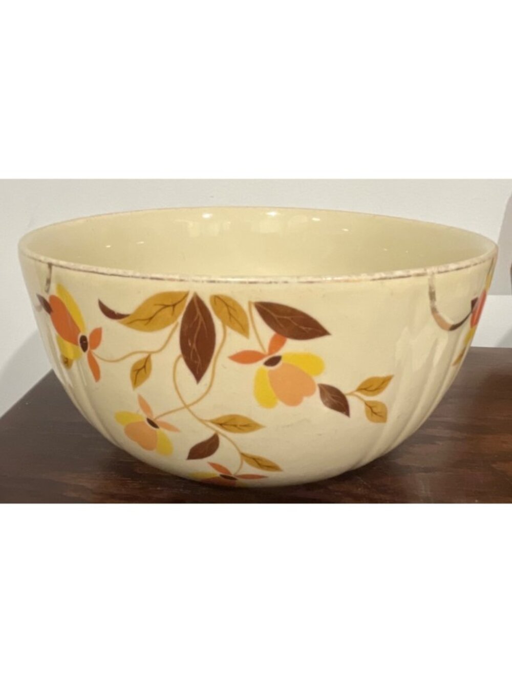 VTG Hall's Superior Quality Kitchenware Autumn Leaf Mixing Bowl 8" Ceramic Decor